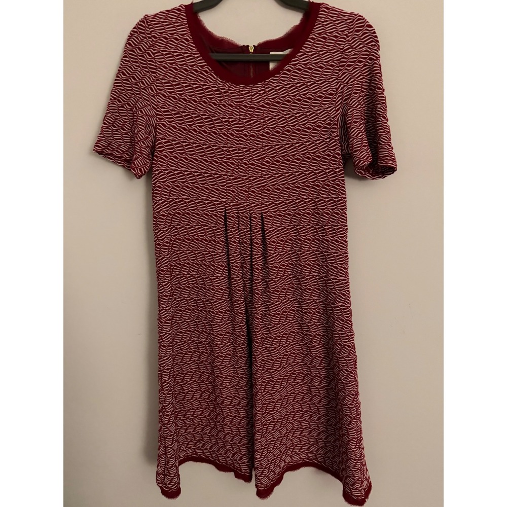 Maeve Anthropologie Dress Size Small Textured Print Raw Edge Short Sleeve